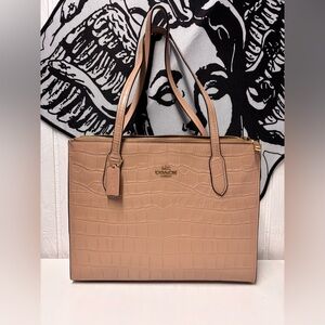 Coach Nina Carryall tote bag in crocodile-embossed leather